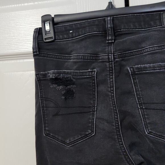 American Eagle Next Level Stretch Hi-Rise Jegging Jean Black Denim Size 4 - Picture 3 of 11